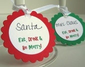 Holiday Wine Charms, Drink Glass Tags in Red & Green Set of 14, Additional Quantities Available