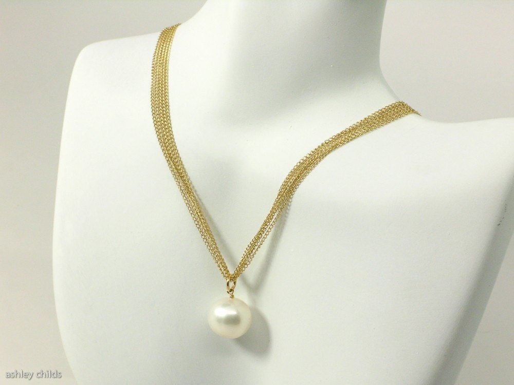 Super-Fine, Delicate Chain, Long, Pearl Pendant Necklace 18.5 inches, AC0560