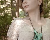 Boho breastplate plastron with blue ice leather feathers - pagan poetry's best seller