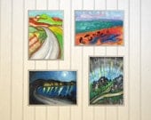 Israel views. Set of Four Art Prints of Original Watercolor Painting. Israel Art