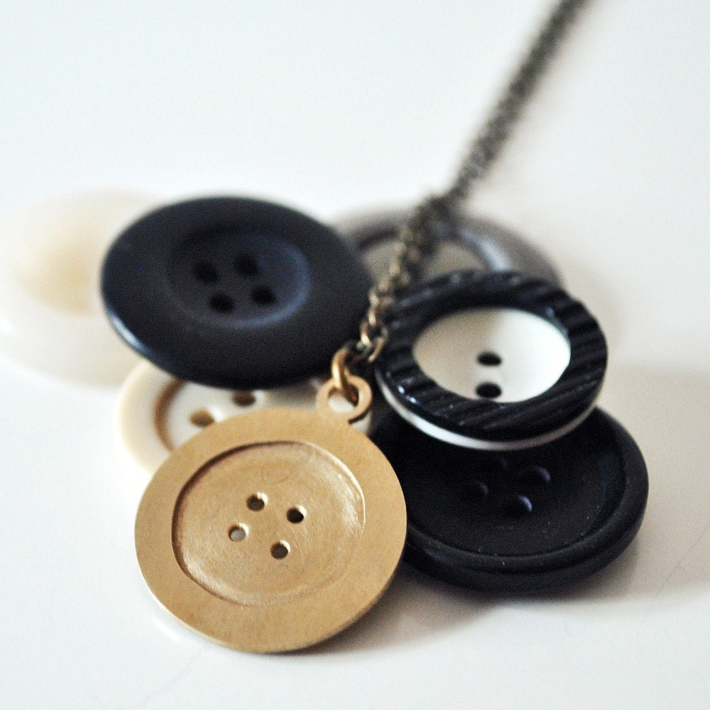 Bronze Button Necklace - Lost Button pendant - Gift for Her Sewing Crafty Girl
