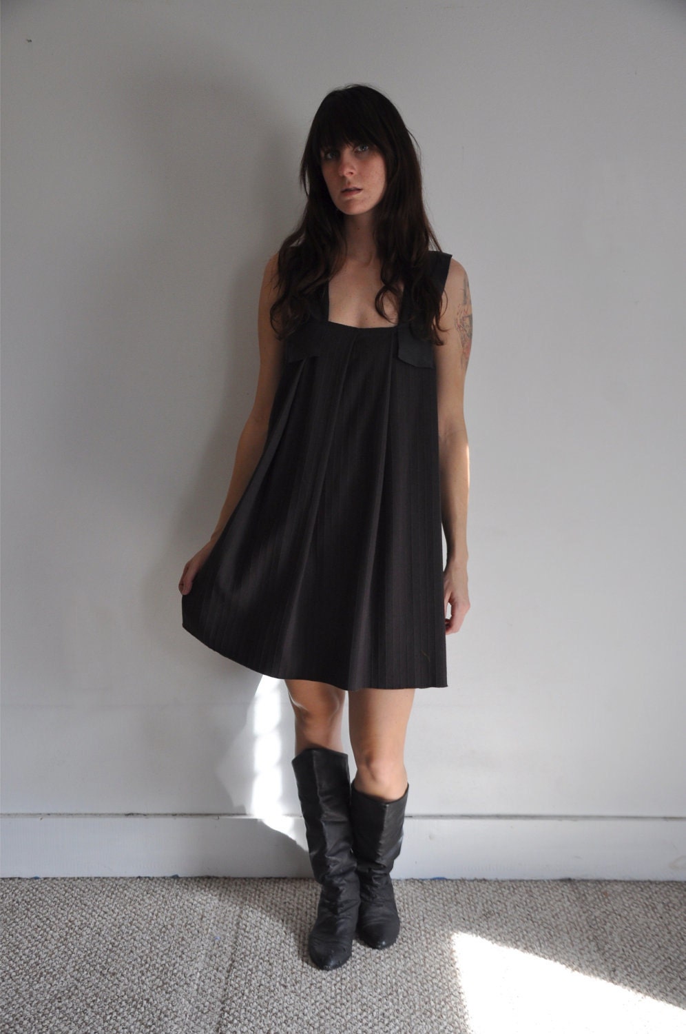 Dark Gray Jumper with Leather Straps - size S/M