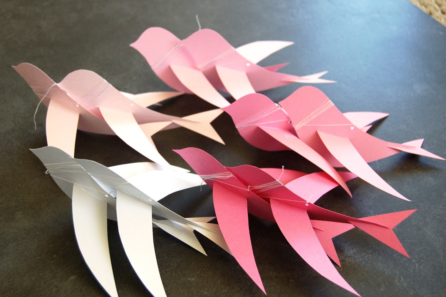 Pink Paper Bird Mobile Kit