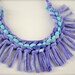 Turquoise Purple Statement Necklace - Tribal Fabric necklace recycled jewelry