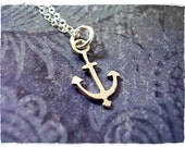 Tiny Trident Anchor Necklace - Sterling Silver Trident Anchor Charm on a Delicate 18 Inch Sterling Silver Cable Chain