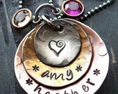 Personalized Jewelry - Hand Stamped Necklace - Personalized Necklace - Rustic Cups - Layered Mixed Metals - Yourcharmedlife