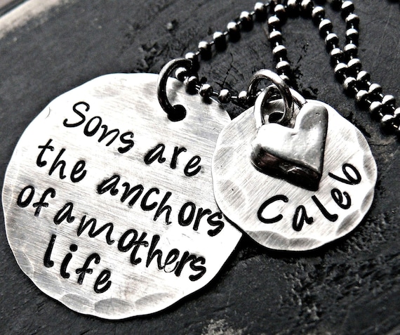 THE ORIGINAL Sons are the anchors / Personalized Mother's Necklace / Mother and Son Necklace