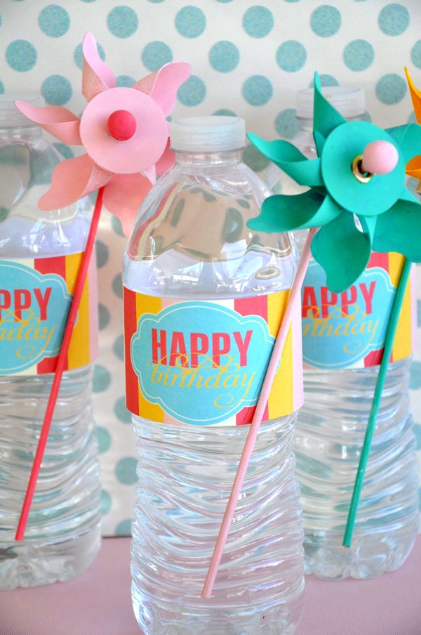 Pinwheel Party PRINTABLE Drink Labels from Love The Day