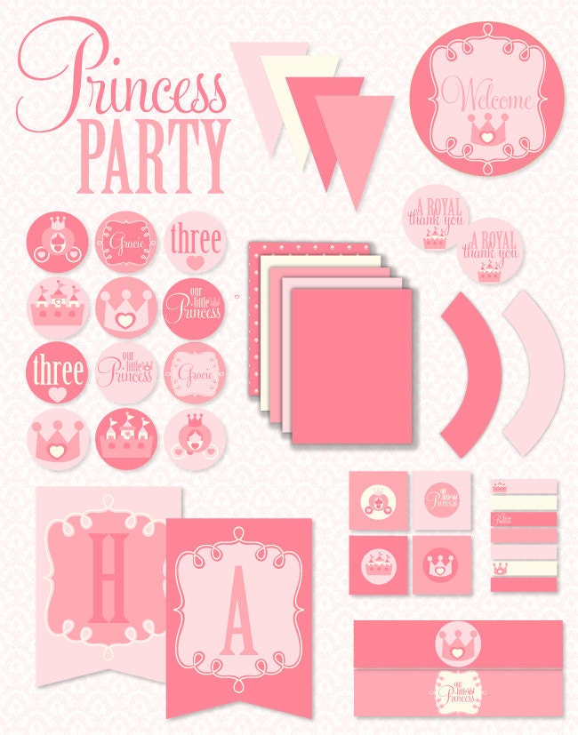 Pinkalicious Princess Party PRINTABLE Full Birthday Party Set by Love The Day Il_570xn