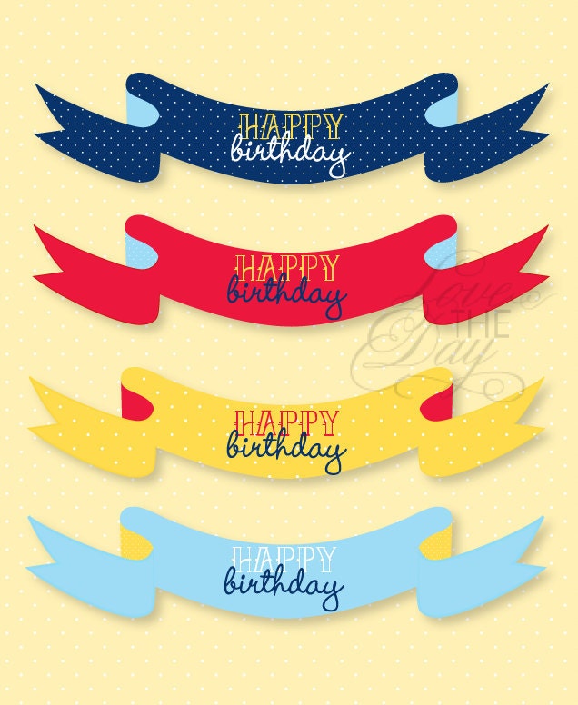 BirthdayParty PRINTABLE Polka Dot Cake Banners from Love The Day Il_570xn