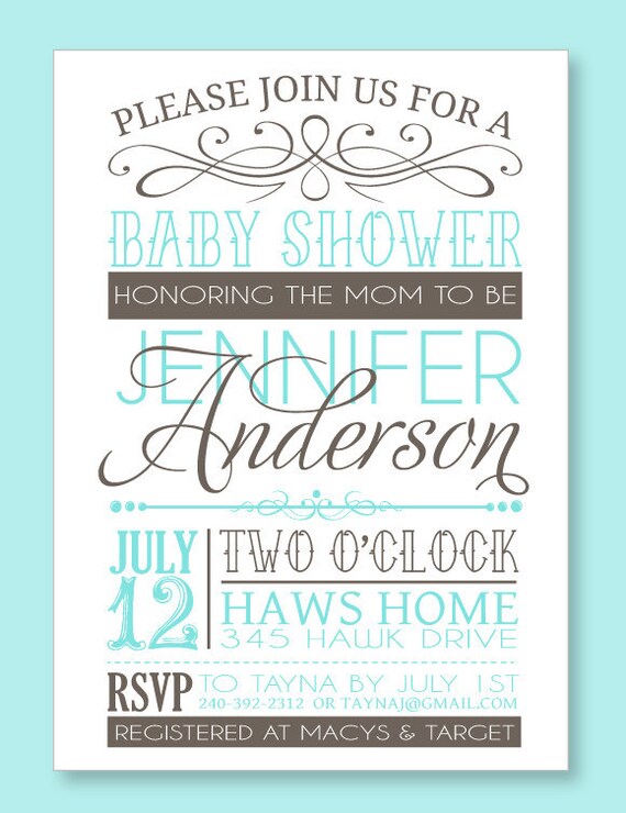 Baby Shower PRINTABLE Custom Invitation from Love The Day