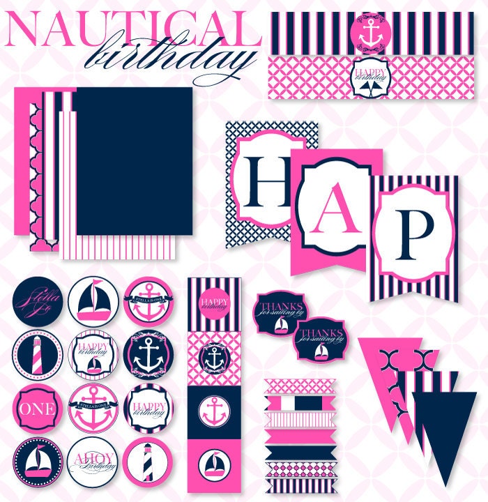 Nautical Birthday Party PRINTABLE Full Collection by Love The Day Il_570xn