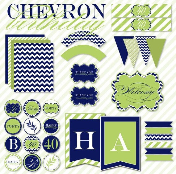 Chevron Birthday Party PRINTABLE Full Collection by Love The Day Il_570xn