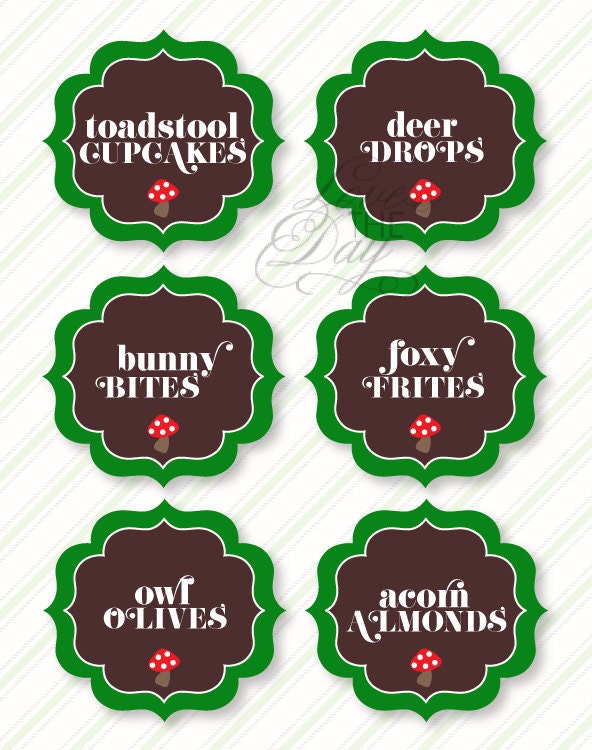 Woodland Party PRINTABLE Food Labels from Love The Day