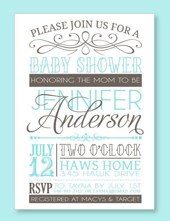 Baby Shower PRINTABLE Custom Invitation from Love The Day
