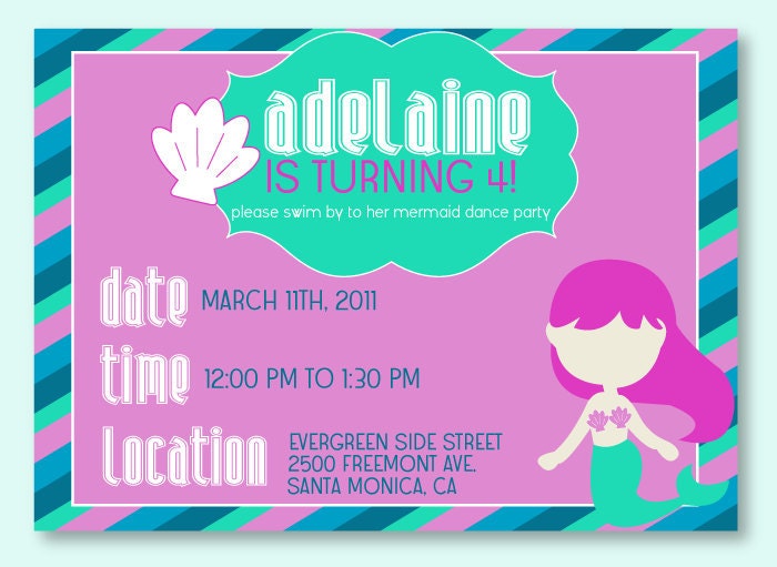 Mermaid Party PRINTABLE Invitation from Love The Day