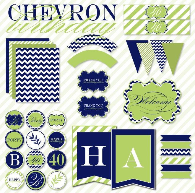 Chevron Birthday Party PRINTABLE Full Collection by Love The Day