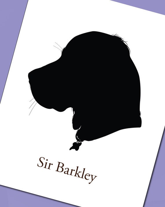 Dog Portrait in Silhouette Personalized (8x10 Black and White)