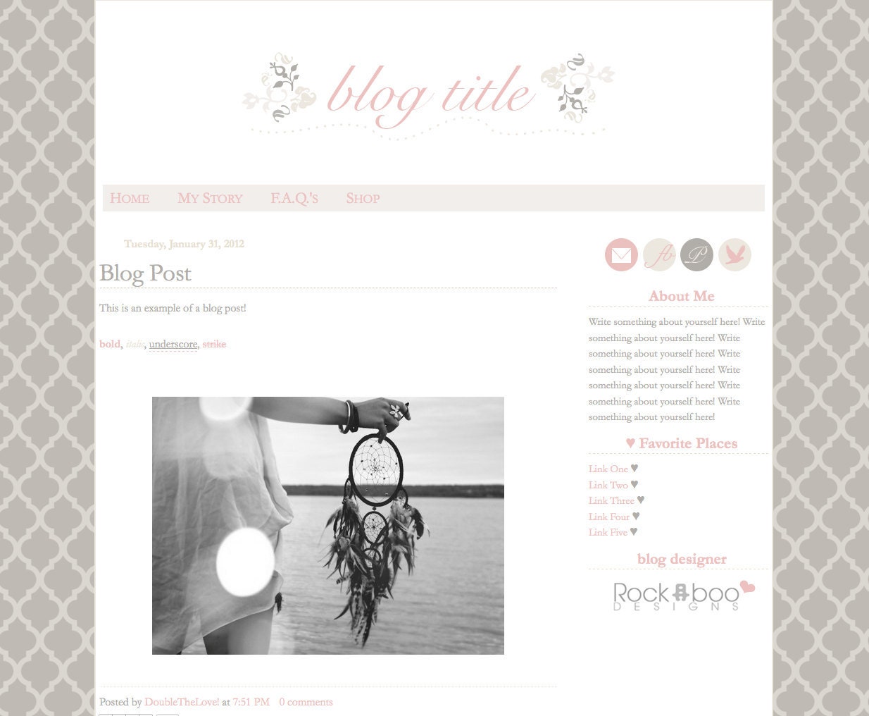 Pink, Feminine, Elegance   ///   Pre-made Blogger Template