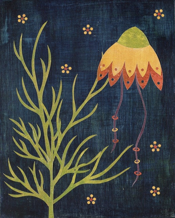 Deep Water Ocean Jellyfish Art Print
