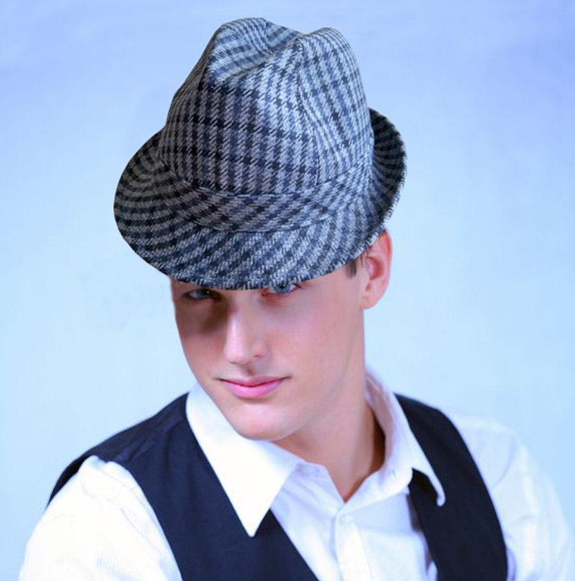 Vintage Nagy-Hüte Wien Fedora - Austrian Made in Gray and Blue