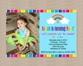 Over the Rainbow Birthday Party Invitations
