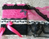 VINTAGE LACE TRIM, Hot Pink, Black And White, Over 7 Yards, Embellishments, Gorgeous.