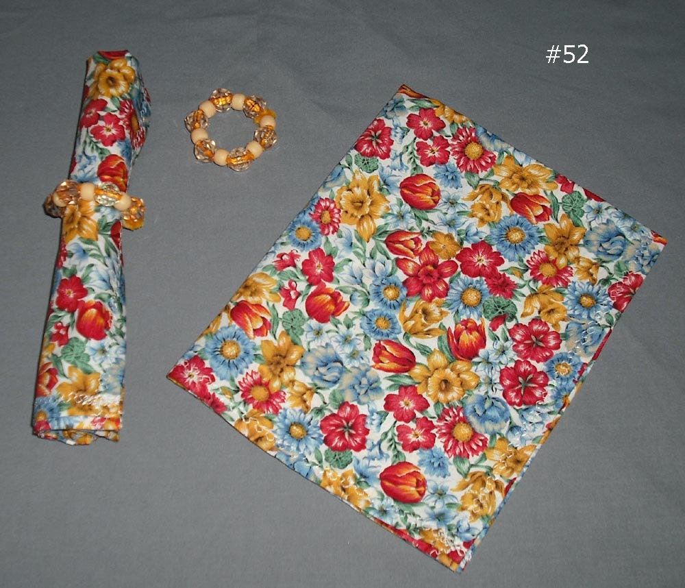 Pair of Cloth Napkins with Napkin Rings Red Orange Your Choice Eco Friendly Reusable Fabric Kitchen Dinner Dining Lunch Picnic Party Gift