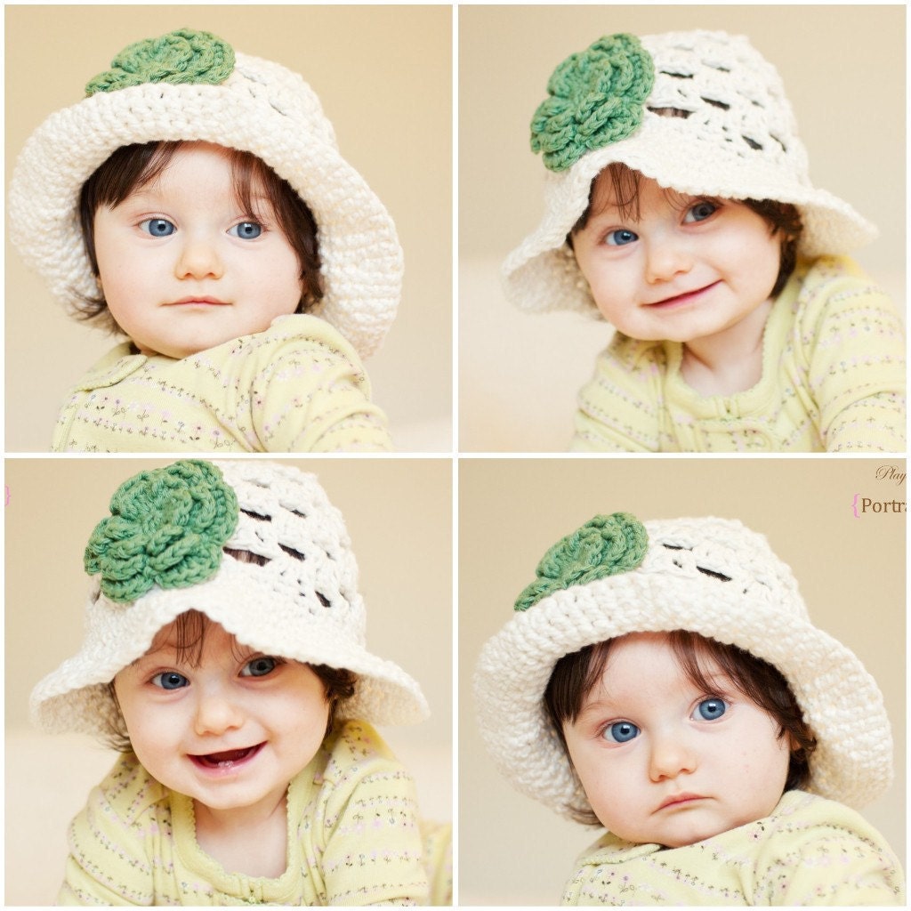 CROCHET PATTERN - Summer Fling Sun Hat with 3 Layer Flower - All sizes included - Fast and Easy - PDF 103 - Sell what you Make