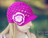 Crochet PATTERN - Breezy Brimmer - Newsboy, Open-Weave Beanie - ALL sizes included - Easy - PDF 115 - Sell what you Make