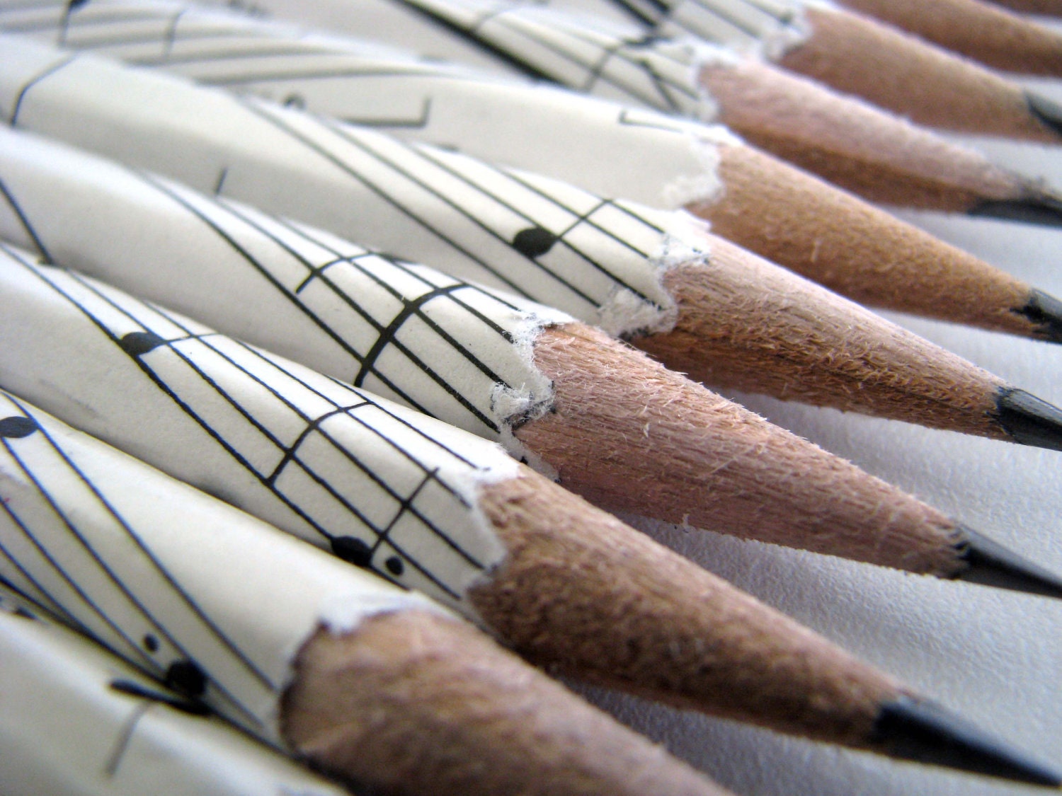 Sheet Music Pencils Upcycled Recycled Pencil Set of 5