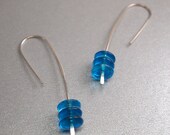 Simple Dangle Earrings Deep Aqua and Sterling Silver - Long Margaux