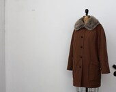 1970's Toast Overcoat with Fur Collar