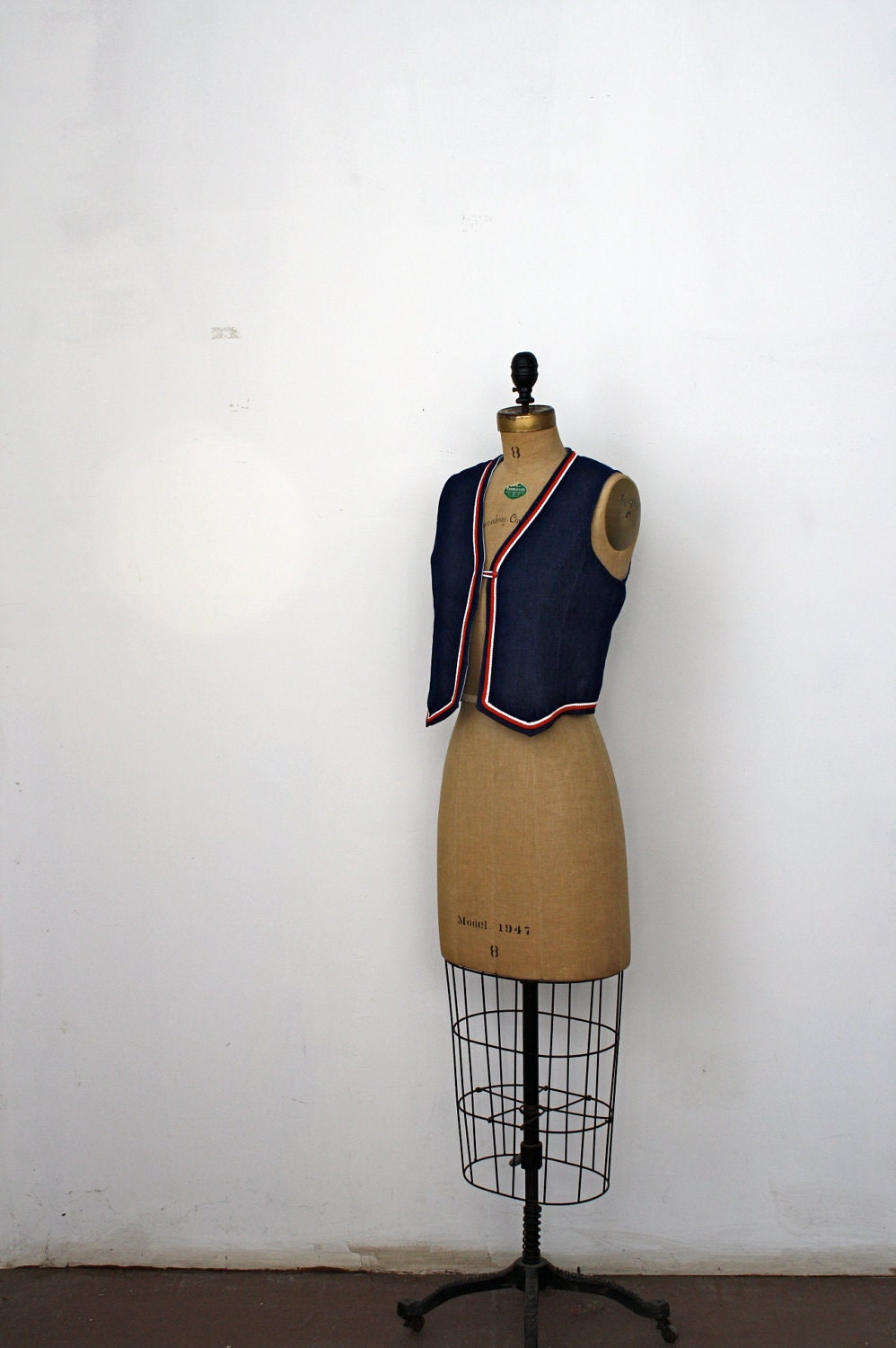1970's Dark Denim Vest with Trim