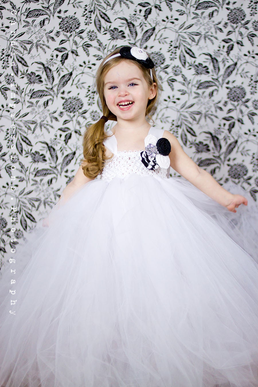 Black and White Memories Flower Girl Tutu Dress