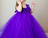 Purple Flower Girl Tutu Dress with Customizeable Accents