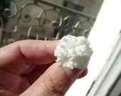 Shannon cute cocktail ring - adjustable statement ring - white carved celluloid flower - eco friendly repurposed vintage
