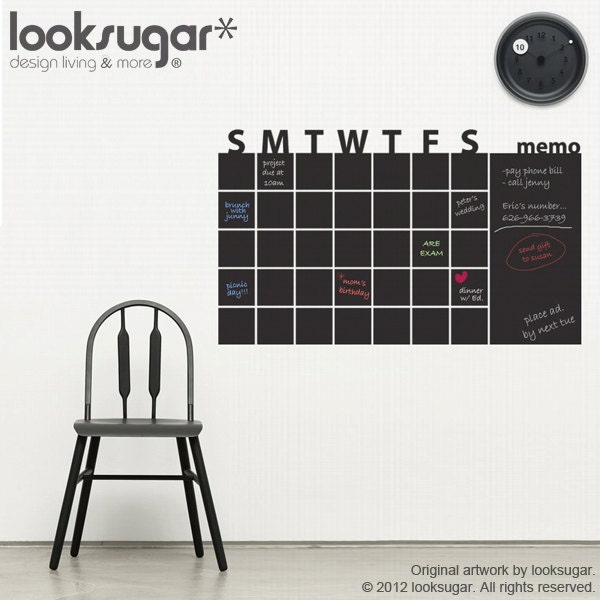 Chalkboard Wall Calendar - Chalkboard Wall Decals - Chalkboard Wall Stickers - Chalkboard Planner - Chalkboard Kitchen - 0092
