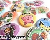 Super Smash Brothers Original/Melee/Brawl characters - Pick 4 Magnets
