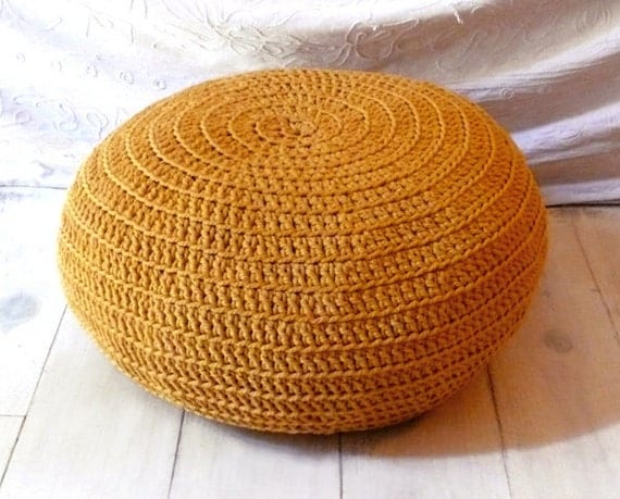 Floor Cushion Crochet - mustard