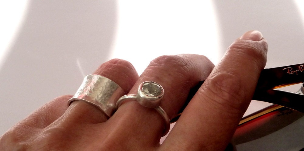 Silver Wide Band Ring Urban Handmade