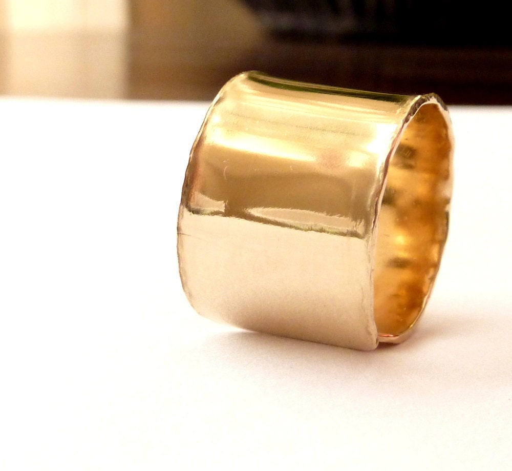 Gold Wide Band Ring Urban Handmade