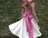 Girls Satin Flower Girl Dress w Sash--Halter Straps---Many Colors to Chose From