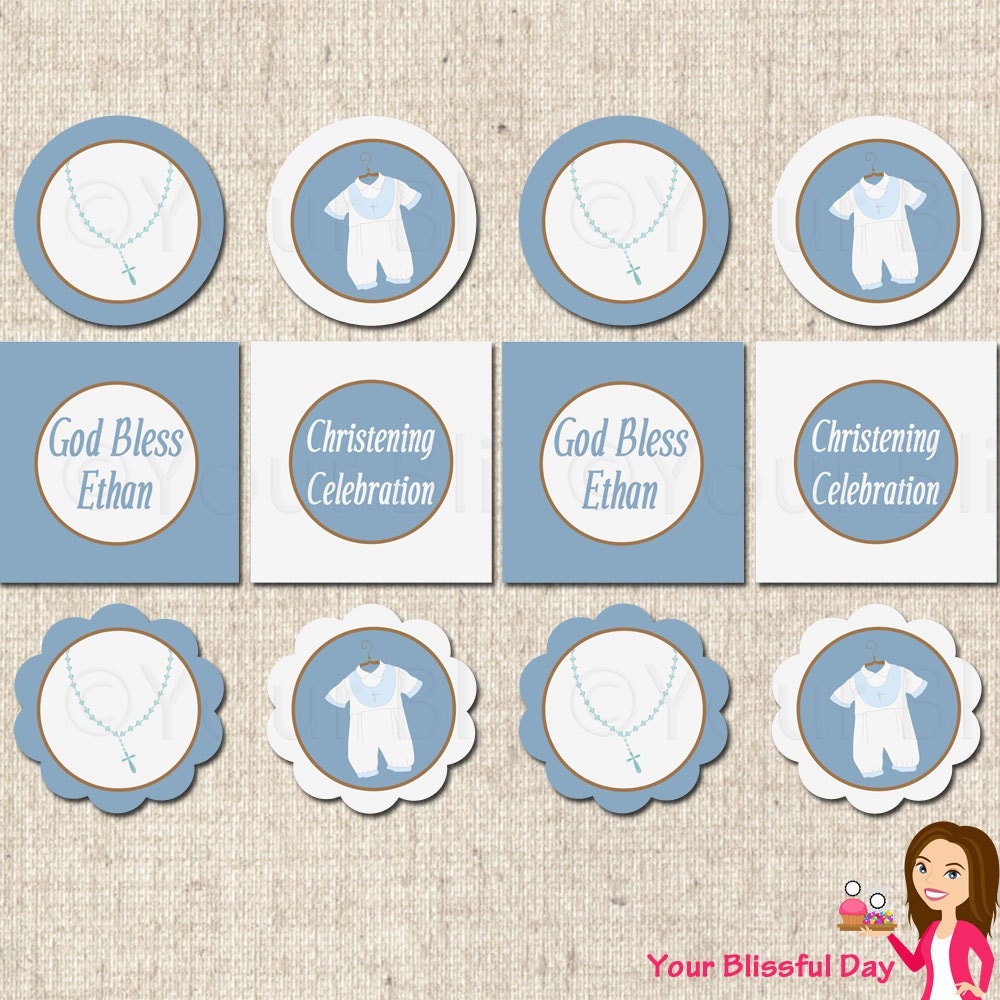 PRINTABLE Baby Boy Christening/Baptism Party Circles (Personalized) Il_170x135