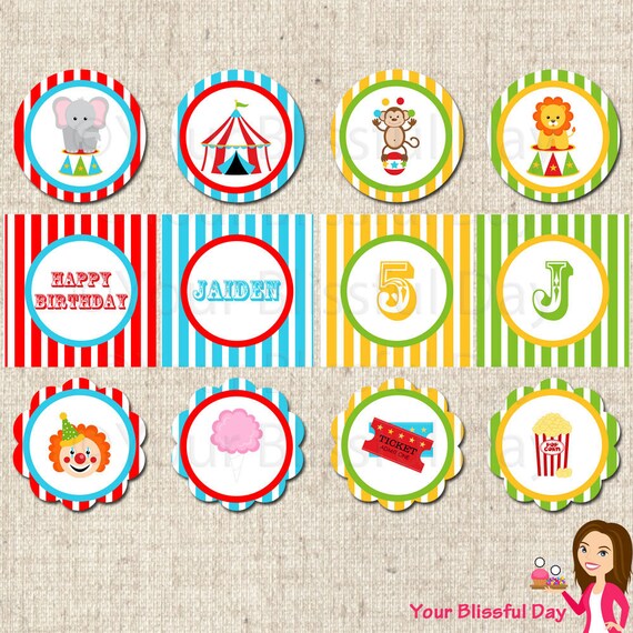 PRINTABLE Circus Themed Party Circles (Personalized) Il_570xn