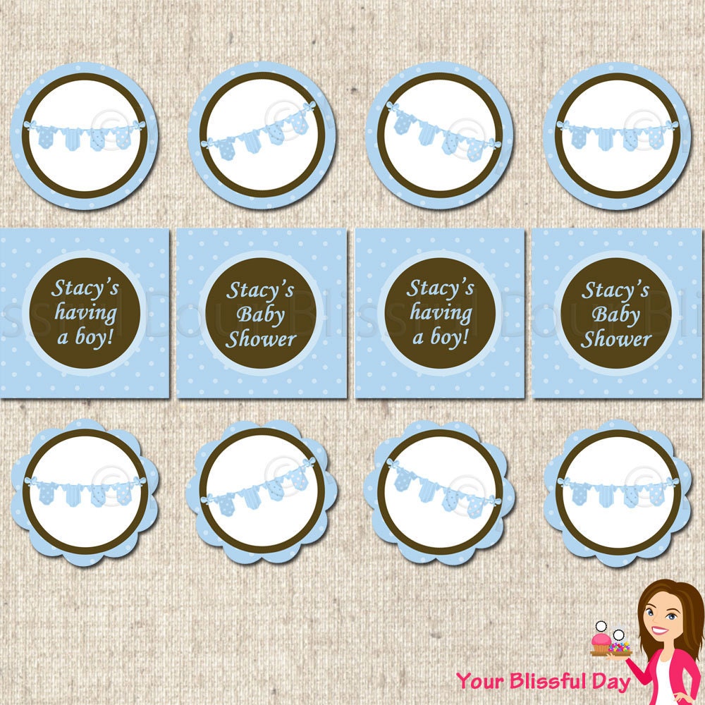 PRINTABLE Baby Boy Onesie Clothesline Party Circles (Personalized) Il_570xn