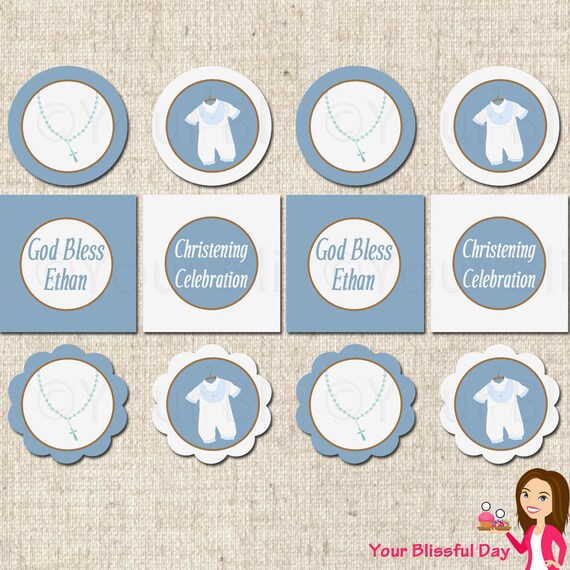 PRINTABLE Baby Boy Christening/Baptism Party Circles (Personalized) Il_570xn