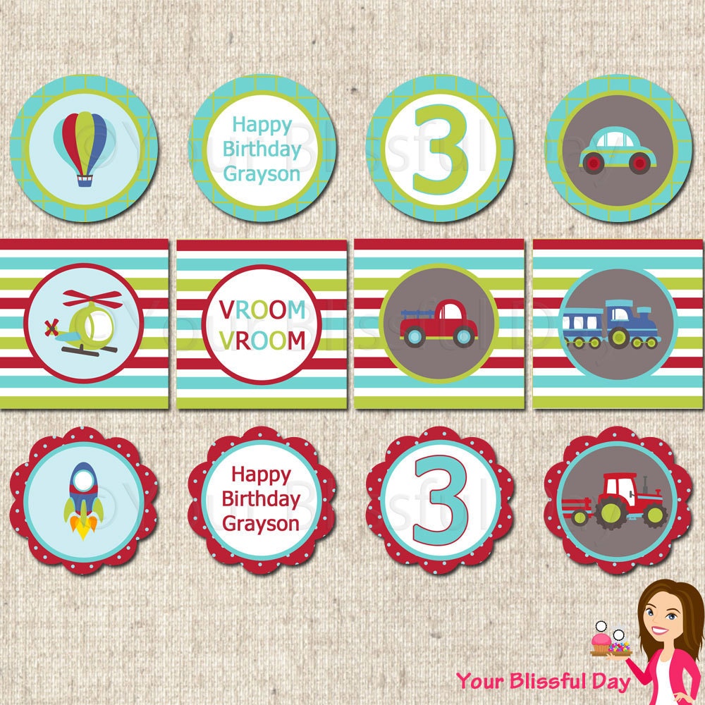 PRINTABLE Transportation Party Circles (Personalized) Il_570xn