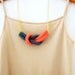 Together, crochet knot necklace. Nautical knot necklace. Cypress creen and coral pink cotton yarn