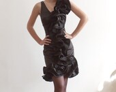 SAMPLE SALE - Black Stretch Satin Lace Up Dress